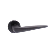 Forme Foglia Lever Door Handle on Minimal Round Rose - Matt Black