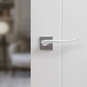 Forme Olimpia Lever Door Handle on Minimal Square Rose - Satin Chrome