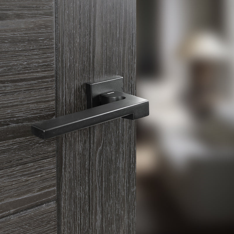 Forme Ginevra Lever Door Handle on Minimal Square Rose - Matt Black