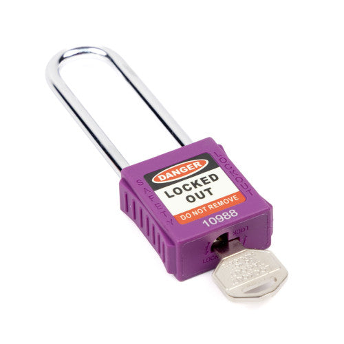Safety Lockout Padlocks Long Shackle, Purple (Each)