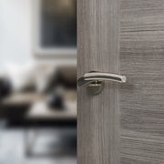 Mediterranean Messina Lever Door Handle on Round Rose - Satin Nickel/Polished Nickel