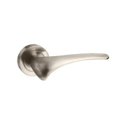 Mediterranean Marseille Lever Door Handle on Round Rose - Satin Nickel