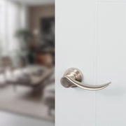 Mediterranean Malaga Lever Door Handle on Round Rose - Satin Nickel