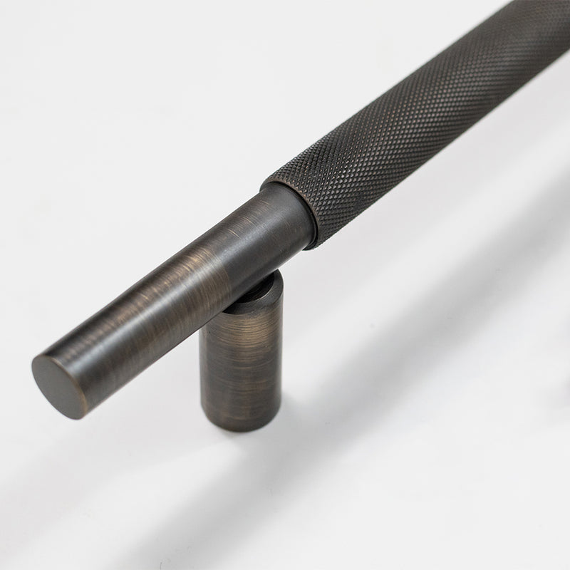Millhouse Brass Thomson Knurled Cabinet Pull Handle 225mm CTC x 20mm - Urban Bronze