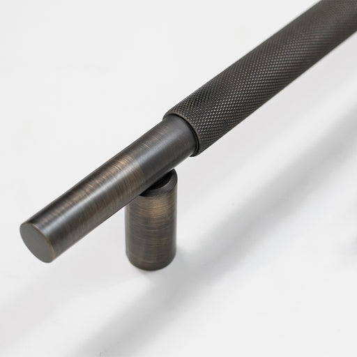 Millhouse Brass Thomson Knurled Cabinet Pull Handle 225mm CTC x 20mm - Urban Bronze
