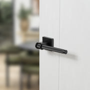 Oro & Oro Aria Lever Door Handle on Square Rose - Matt Black