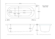 Excel 1600mm x 700mm Single Ended Bath