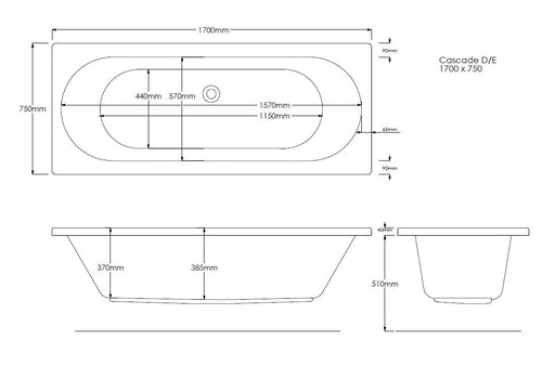 Onyx 1700mm x 750mm Double Ended Bath