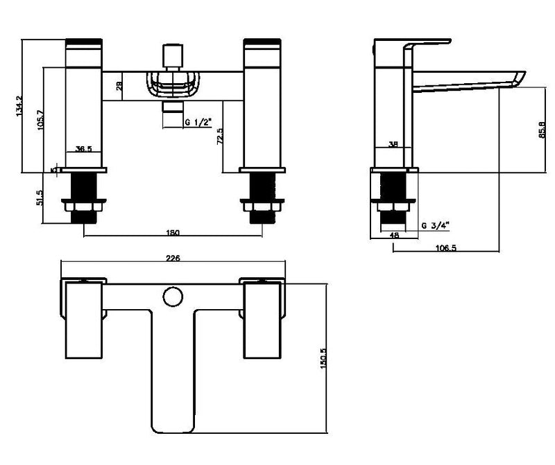 CHI BLACK E'PLATED BATH SHWR MXR 2TH INCL. SLIDE RAIL & HEAD / WAND. NO BATH WA