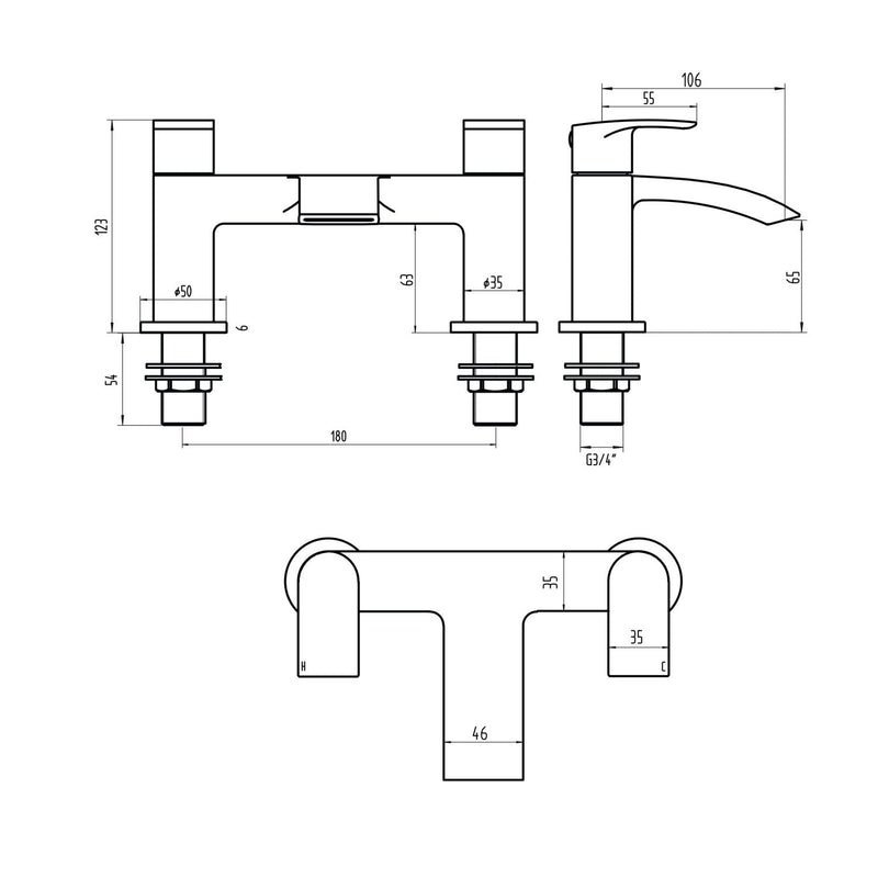 PSI CHROME BATH FILLER 2TH, ONE SPOUT      DOES NOT INCLUDE BATH WASTE