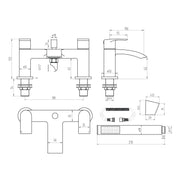 PSI CHROME BATH SHOWER MIXER 2TH INCL.     SLIDE RAIL & HEAD / WAND. NO BATH WA