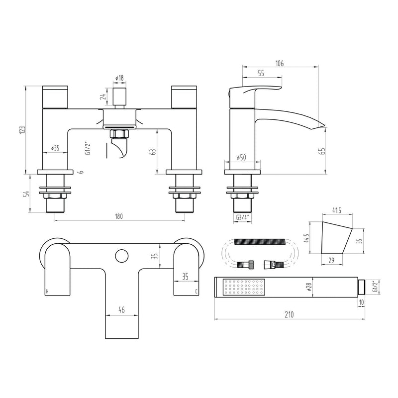 PSI BLACK ELECTROPLATED BATH SHWR MIXR 2TH INC SLIDE RAIL & HEAD / WAND. NO BAT