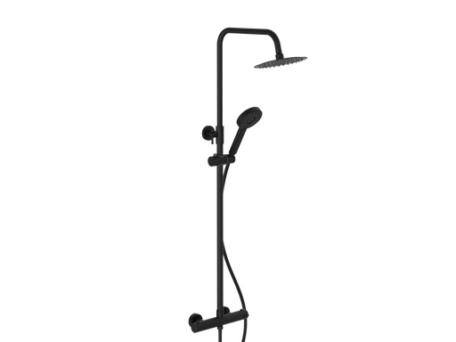 Oasis Electroplated Column Shower w/ Rail, Hose & Round Head - Black