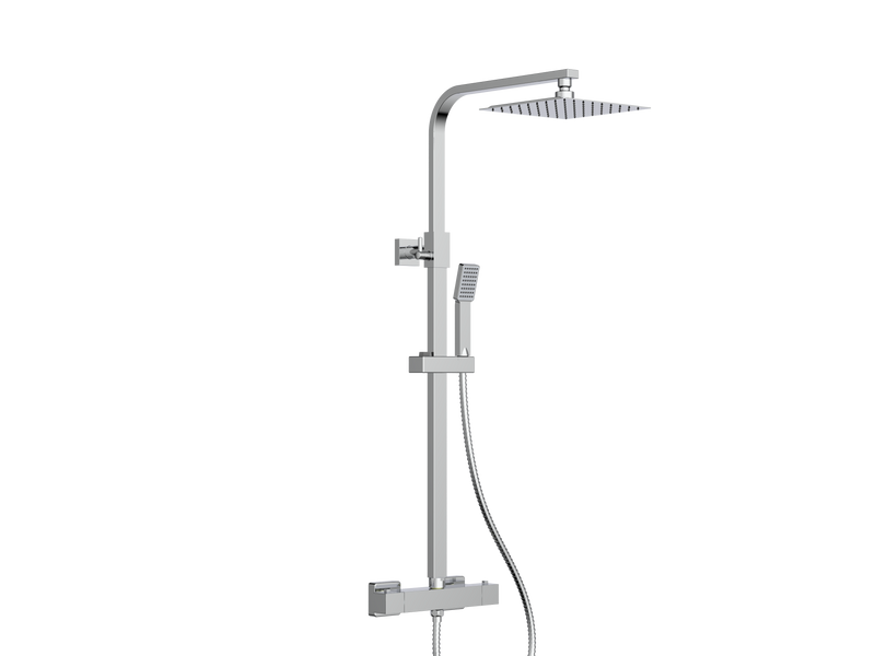 Oasis Column Shower w/ Rail, Hose & Square Head - Chrome