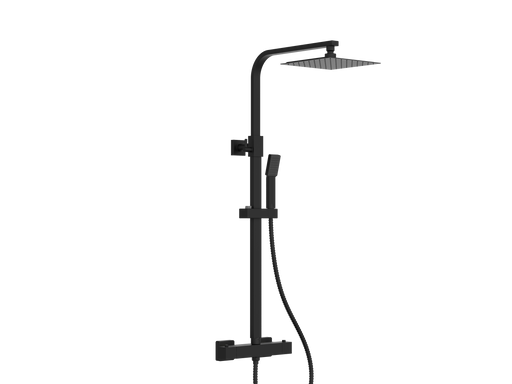 Oasis Electroplated Column Shower w/ Rail, Hose & Square Head - Black