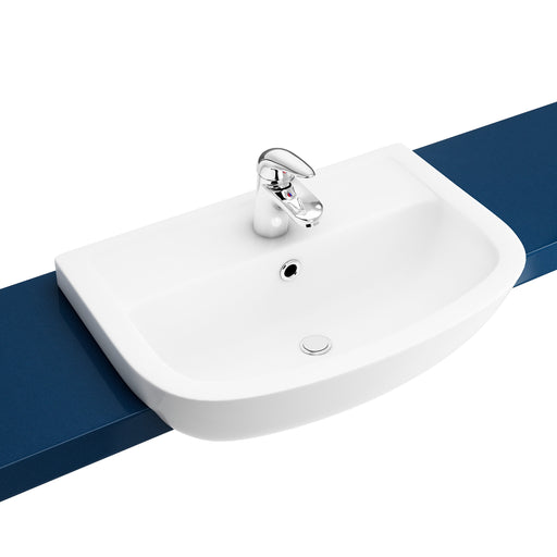 Glade 560mm x 380mm Semi Recessed 1 Tap Hole Basin - White