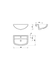 Glade 560mm x 380mm Semi Recessed 1 Tap Hole Basin - White
