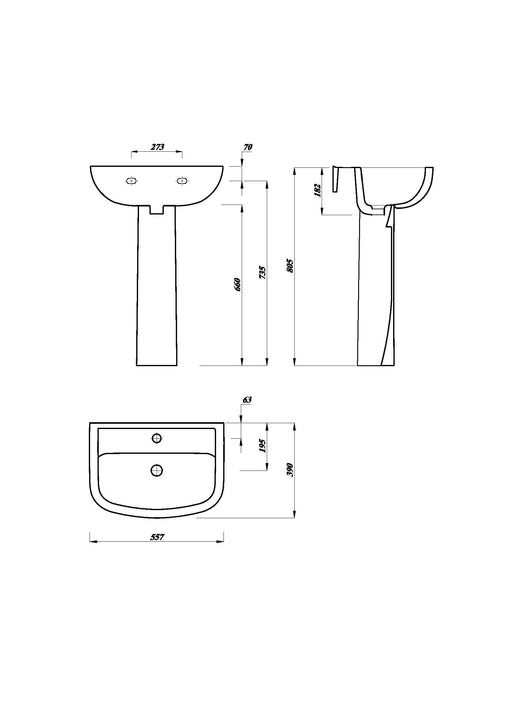 Glade 550mm x 390mm 1 Tap Hole Basin - White
