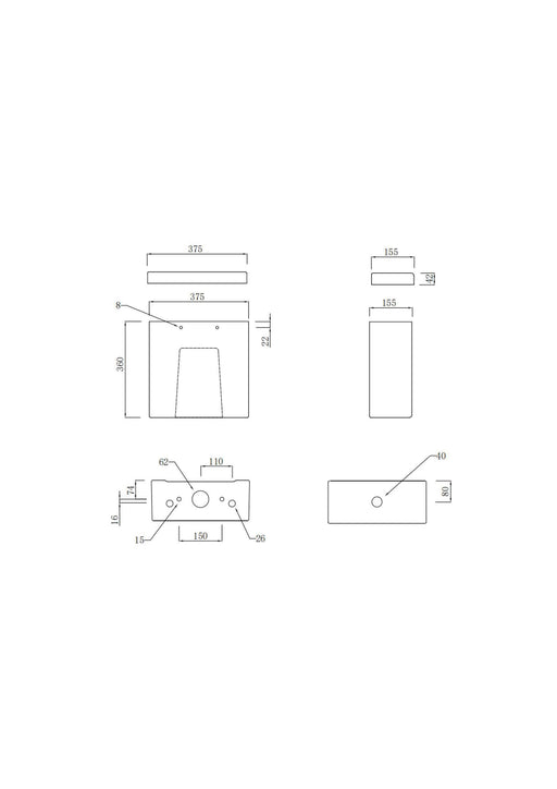 Glade Round 390mm x 375mm 6/4L Dual Flush Cistern & Mechanism - White