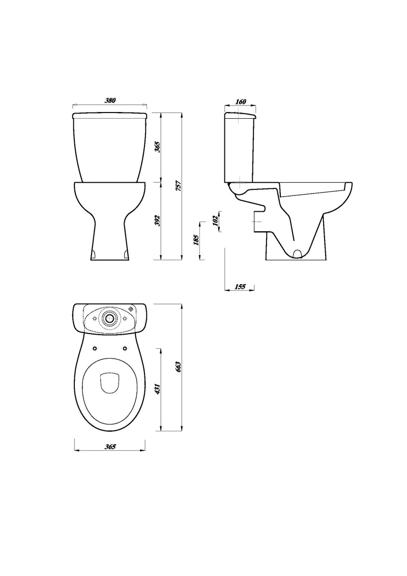 Glade Smooth 390mm x 650mm x 365mm Close Coupled WC Pan - White
