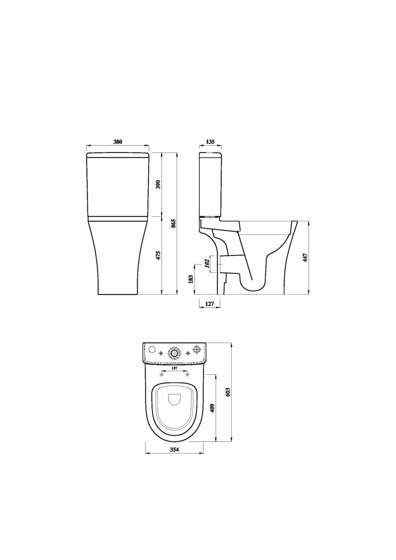 Drift Rimless Comfort Height Close Coupled Open Back WC Pan - White