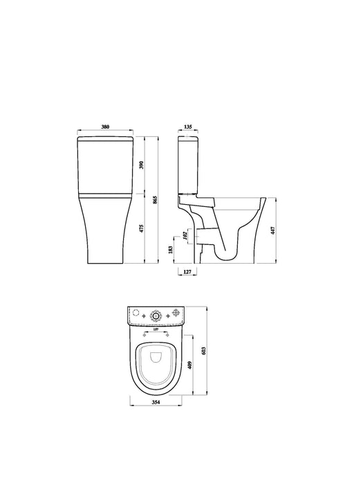 Drift Rimless Comfort Height Close Coupled Open Back WC Pan - White