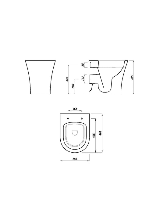 Drift Rimless 400mm x 465mm x 350mm Back To Wall WC Pan - White