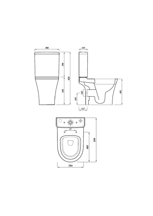 Drift 390mm x 380mm 6/4L Dual Flush Cistern & Mechanism - White