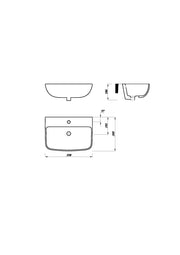 Eclipse 550mm x 395mm Square Semi Recessed 1 Tap Hole Basin