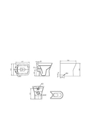Eclipse Square 400mm x 500mm x 360mm Back To Wall WC Pan - White