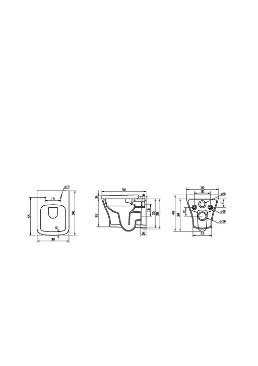 Eclipse Square 315mm x 500mm x 360mm Wall Hung WC Pan - White