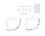 Belmont 6mm x 900mm x 760mm 2 Door Quadrant Shower Enclosure