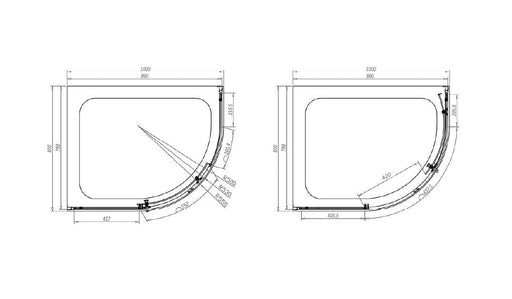 Belmont 6mm x 1000mm x 800mm 2 Door Quadrant Shower Enclosure