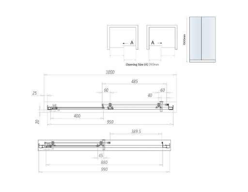 Belmont 6mm x 1000mm Sliding Shower Door