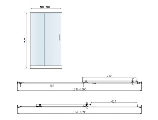 Belmont 6mm x 1700mm Sliding Shower Door