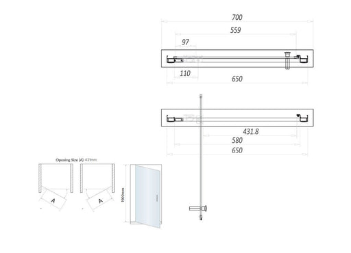 Belmont 6mm x 700mm Pivot Shower Door
