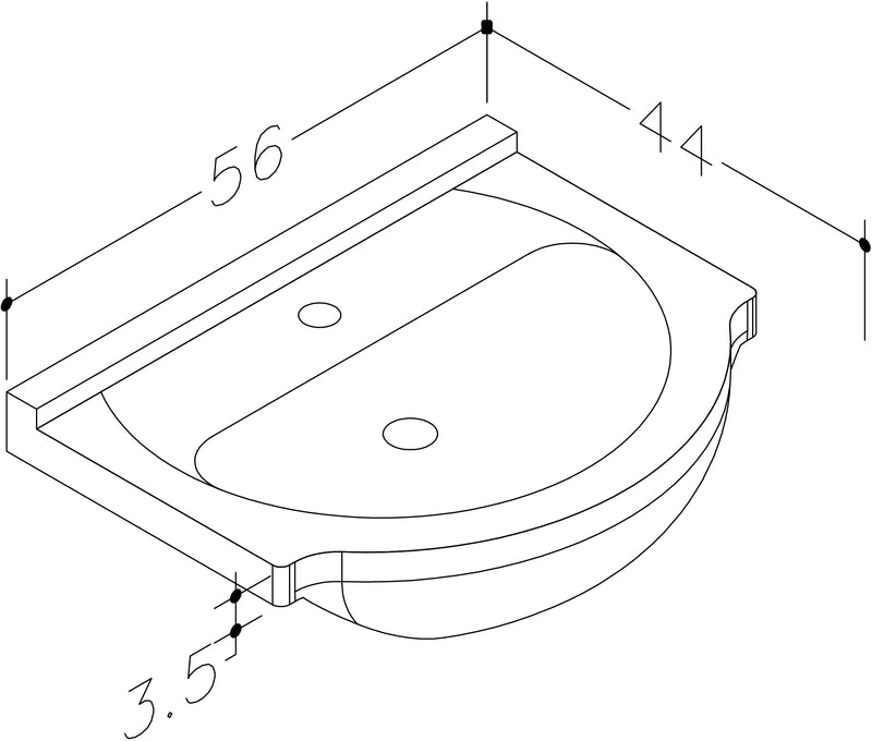 Echo 560mm 1 Tap Hole Ceramic Washbasin