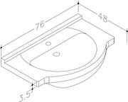 Echo 750mm 1 Tap Hole Ceramic Washbasin