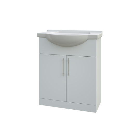 Echo 705mm x 845mm x 335mm 2 Door Floorstanding Vanity Unit w/ Handles Included - Gloss White