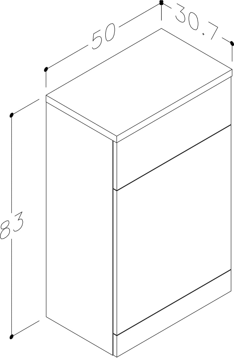 Echo 500mm x 830mm x 307mm WC Unit - Gloss White