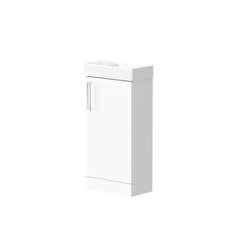 Thalia 400mm x 810mm x 220mm Floorstanding Cloakroom Vanity Unit w/ 1 Tap hole Basin & Handles - Matt White