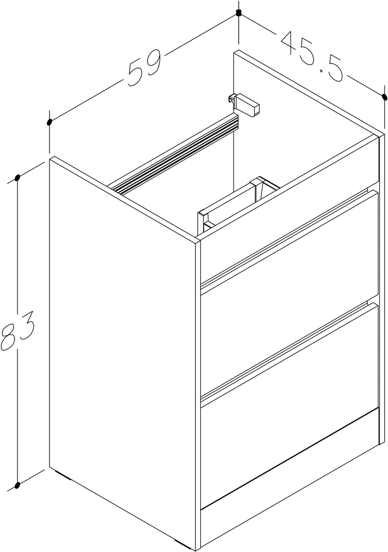Thalia 590mm x 830mm x 455mm 2 Drawer Floorstanding Vanity Unit - Matt White