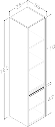 Thalia 1600mm x 350mm x 350mm 2 Door Tall Boy Storage Unit - Matt White