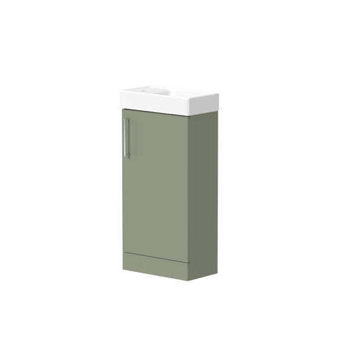 Thalia 400mm x 810mm x 220mm Floorstanding Cloakroom Vanity Unit w/ 1 Tap hole Basin & Handles - Savannah Green