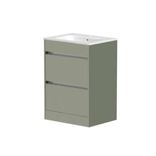 Thalia 590mm x 830mm x 455mm 2 Drawer Floorstanding Vanity Unit - Savannah Green