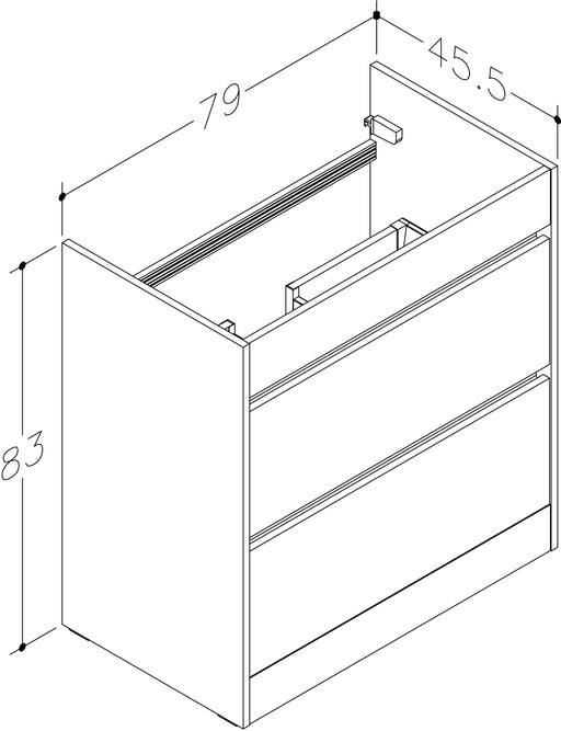 Thalia 790mm x 830mm x 455mm 2 Drawer Floorstanding Vanity Unit - Matt Grey