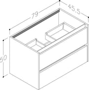 Thalia 790mm x 500mm x 455mm 2 Drawer Wall Mounted Vanity Unit - Matt Grey