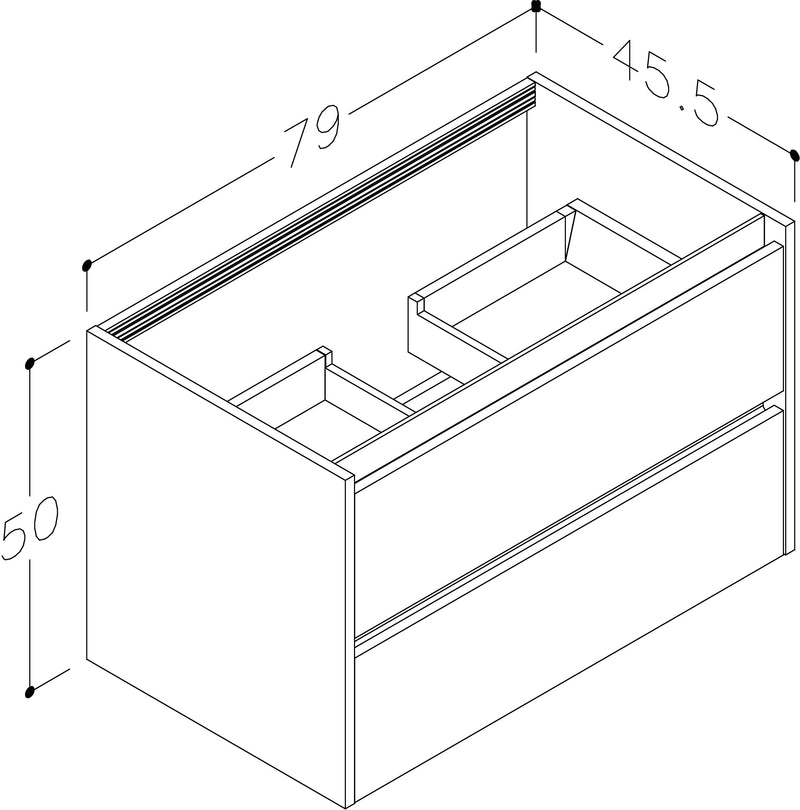 Thalia 790mm x 500mm x 455mm 2 Drawer Wall Mounted Vanity Unit - Matt Grey