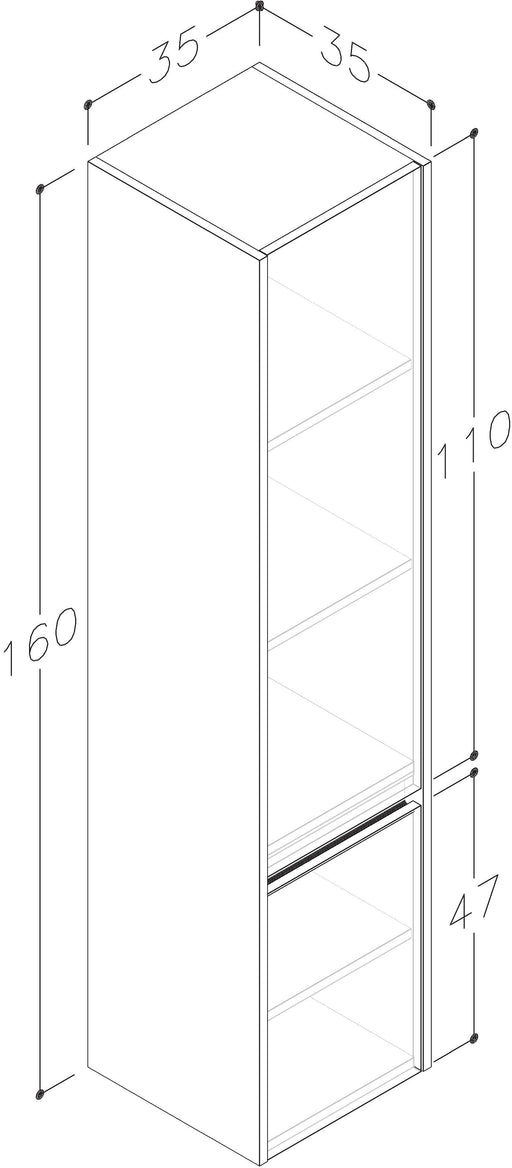 Thalia 1600mm x 350mm x 350mm 2 Door Tall Boy Storage Unit - Matt Grey