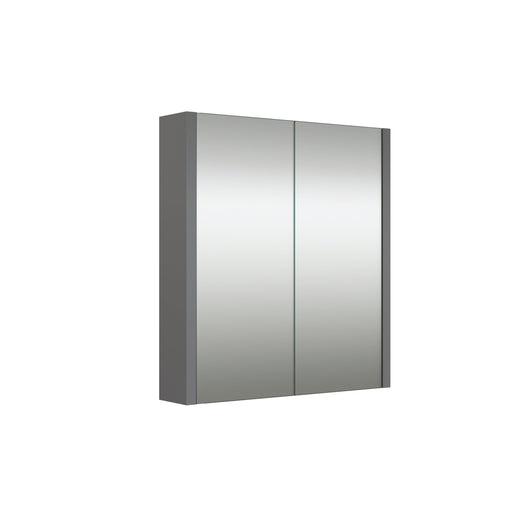 Thalia 580mm x 650mm 2 Door Mirror Cabinet w/ Glass Shelves - Matt Grey